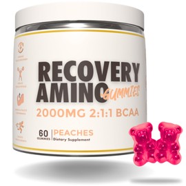 BCAA Gummies for Muscle Recovery & Muscle Endurance – Branched-Chain Amino Acids (2:1:1 Ratio of Leucine, Isoleucine, & Valine) – 2000mg per Serving – Peach Flavor.