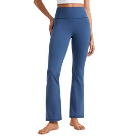 CRZ YOGA Womens Butterluxe High Waist Flare Pants 29 Inches - Wide Leg Bootcut Yoga Pants with Pocket Soft Lounge Casual Pitch Blue X-Small