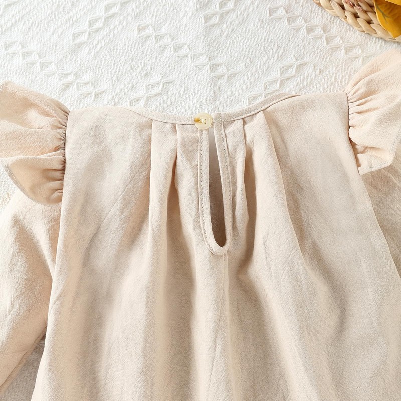 Yanmucy Toddler Cotton Dress Baby Girls Long Sleeve Ruffle Outfit