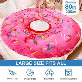 Cute Throw Blanket Soft Blanket Flannel All-Season Couch Cozy Travel Blankets and Throws, Warm Plush Blanket for Daughter Adults Students Teen (Donut, 80 Inch)