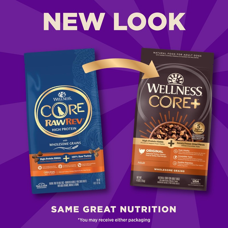 Wellness CORE+ Dry Dog Food with Freeze Dried Pieces, Wholesome