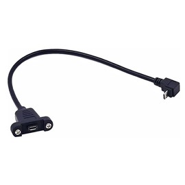 Kework 0.3 Meter Micro USB Extension Cable, 90 Degree Downward Angle Micro USB 5 Pin Male to Micro USB Female Screw Mount Extender Cable (Down-Micro USB)