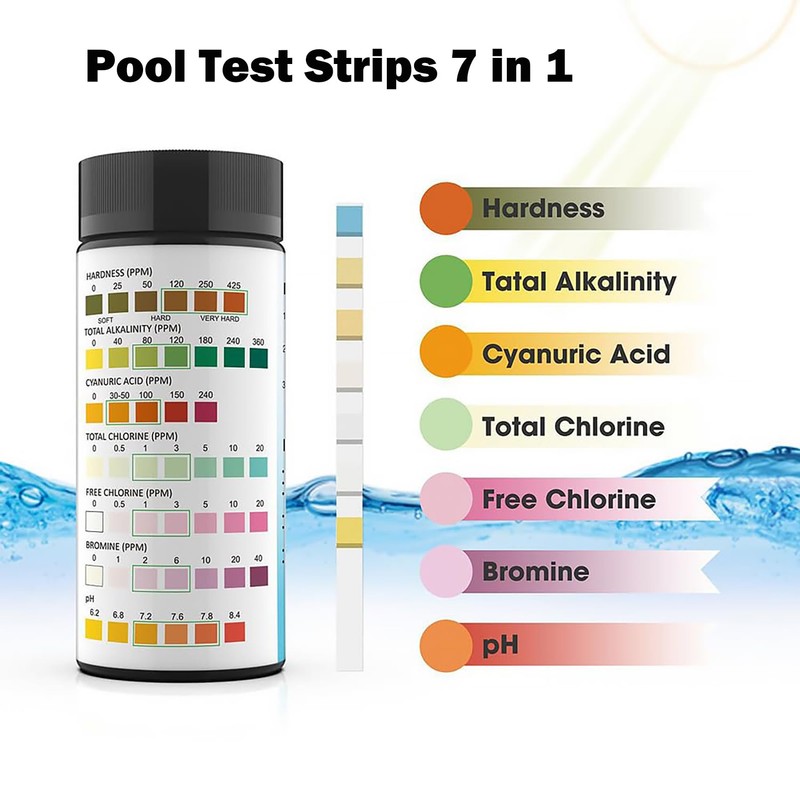 Pool Test Strips 7 in 1, 100 Strips Pool &