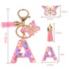 YPYMOD Lnitialen Keyring Tassel Butterfly Sequins Love Letter Keyring, Pink,