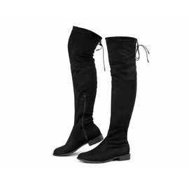 Greatonu Women's Over Knee High Boots Warm Winter Long Boot with Side Zipper Back Lace Fashion Thigh High Boots Black-0.98 UK 5