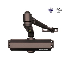Light/Medium Duty Residential & Light Commercial Door Closer JELOSTONE D500, Fixed Size #3 Spring Power and 2 Valves Door (55-150LB/33-36 in), UL 3 Hour Fire Rated, Indoor/Outdoor (Dark Bronze)