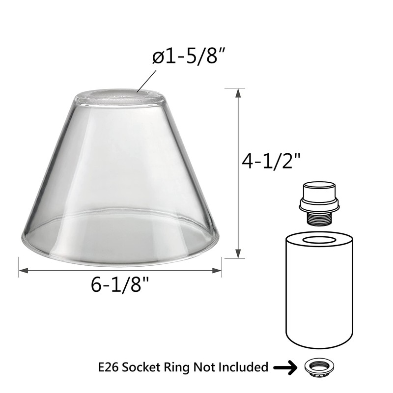 Aspen Creative 23622-60-3, Clear Glass Shade for Lighting Fixture/Vanity Light/Wall