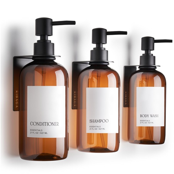 Stylish Shampoo and Conditioner Dispenser Set of 3 for Wall