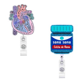 2 Pack Nurse Badge Reels Retractable Badge Holder with Clip, Nurse Badge Clip for Work and Office