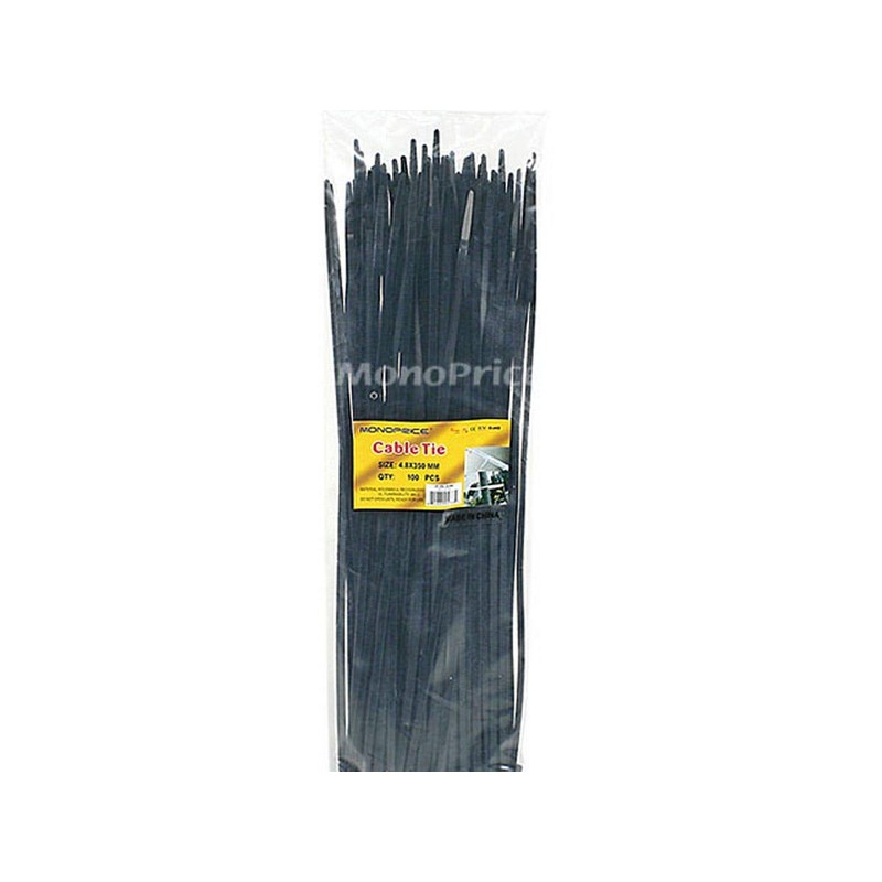 Monoprice Cable Tie 14 inch 50LBS, 100pcs/Pack - Black