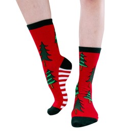 Lazy One Men and Women's Novelty Crew Socks, Funny Crew Socks For Men and Women, Christmas Socks (Trees)