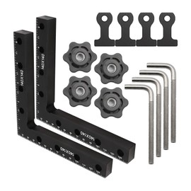 90 Degree Positioning Squares Clamps, 2 Sets Aluminum Alloy Right Angle Clamps Fixing Clamp L-Type Corner Clamps Woodworking Carpenter Tool Set (14cm/5.5")