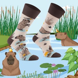 TODO Colours Funny Socks with Motif - Multicoloured, Colourful, Crazy for the Joy of Life, capybara socks