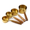 Mewutal 4 Piece Stainless Steel Measuring Cups with Wooden Handle,