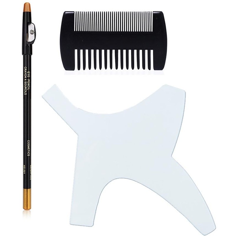 Beard Shaping Tool Template Men -(White) 100% Clear - Premium