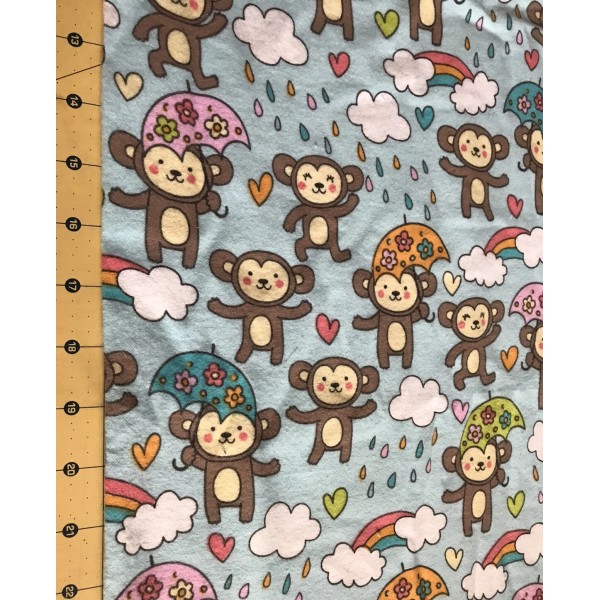 Monkeys In The Rain Flannel fabric sold by the yard