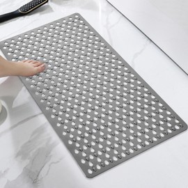 Shower Mat Non Slip: 27 x 14 Inches Bathtub Mats - Shower Anti Slip Mats for Walk-in Shower - Washable PVC Shower Stall Mat with Suction Cups and Drain Holes for Tub Bathroom Floor