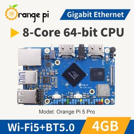 Orange Pi 5 Pro 4GB LPDDR5 Rockchip RK3588S 8-Core 64-Bit Single Board Computer with eMMC Socket, Development Board Run Orange Pi/Ubuntu/Debian/Android 12 OS (4GB+Power Supply)