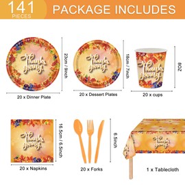 Fall Thanksgiving Decorations - 9" and 7" Autumn Fruits Disposable Plates Decorative Dinner Plates for Party Tableware Supplies Table Decor