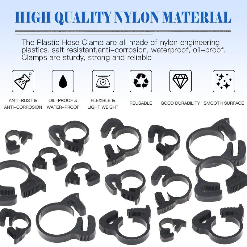 Glarks 121Pcs 8 Size Heavy Duty Black Double Gripping Nylon