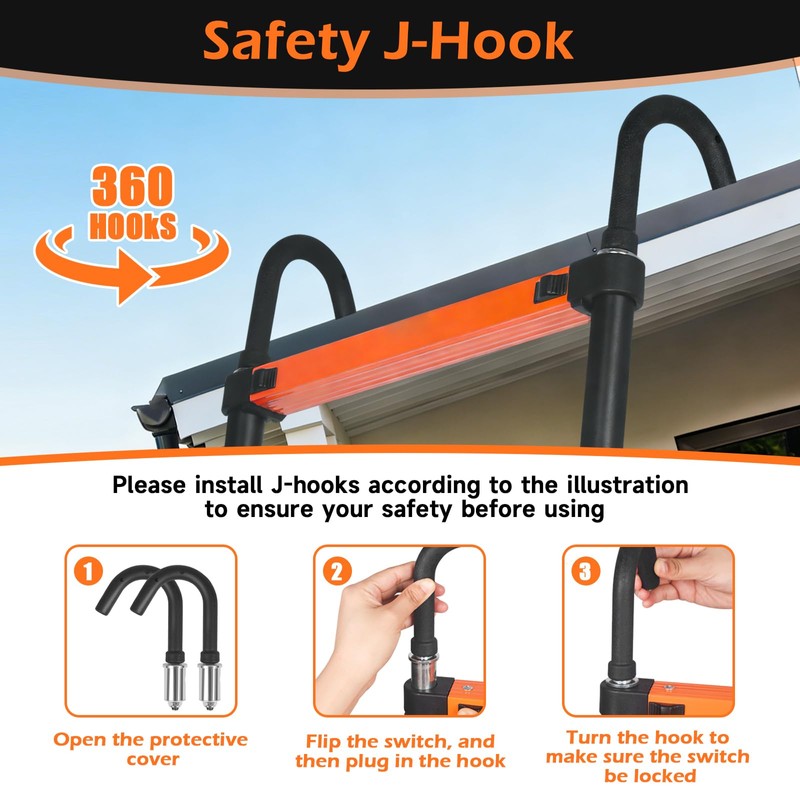 12.5FT Telescoping Extension Ladder for RV Attic Home, Multi-Purpose Collapsible