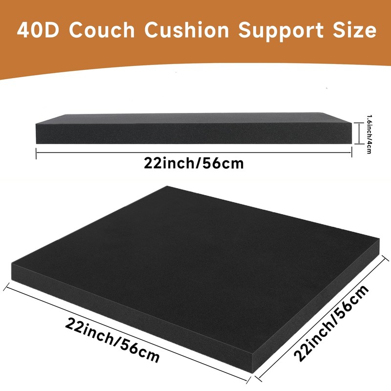 soptreedx 22"×22" Couch Cushion Support for Sagging Seat, 2-Pack 40D