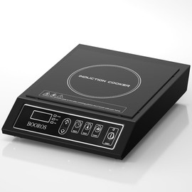 BOOROS Protable Induction Cooktop, 1800W Induction Hot Plate, Black Countertop Burner 10-Speed Low-Power Continuous Heating With Reservation Function Within 24 Hours