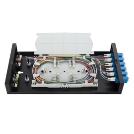 Wallmount Box Fiber Optic Terminal encloure 6 LC Duplex Port with 12 Strand LC UPC singlemode OS1 Colorful pigtials and 6 pcs Duplex LC Adaptor Loaded
