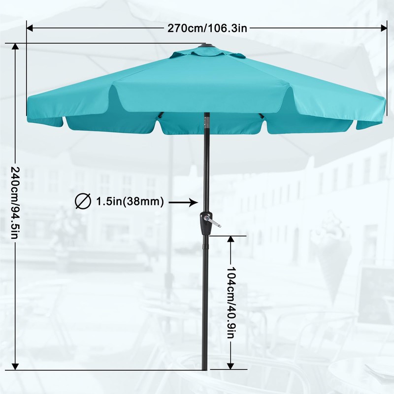 MASTERCANOPY Valance Patio Umbrella for Outdoor Table Market -8 Ribs