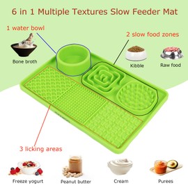JSXZWOO Lick Mat for Dogs, Food Grade Silicone Cat Lick Mat with Suction Cups, Peanut Butter Lick Mat for Anxiety Relief, Comes with 1 Spatula and 1 Brush, Green