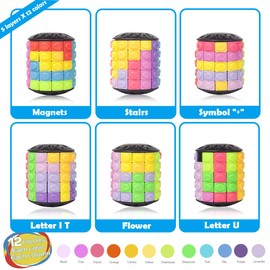 R.Y.TOYS Rotate and Slide Puzzle-Design Patent,Fidget Toys(Restore/Create)-12 Colors,5 Layers-Open Cover for Quick Play,Brain Teaser,Sensory Toys