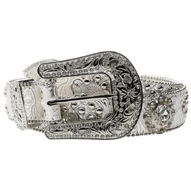 M&F Western Women's Floral Crystal Concho Belt, Silver, MD