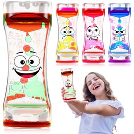 Shappy 4 Pcs Express Your Feelings Liquid Motion Bubbler Colorful Water Fidget Toy Sensory Bottles for Toddlers Quiet Fidget Toys for Autistic Children, Calming Corner, Social Emotional Learning