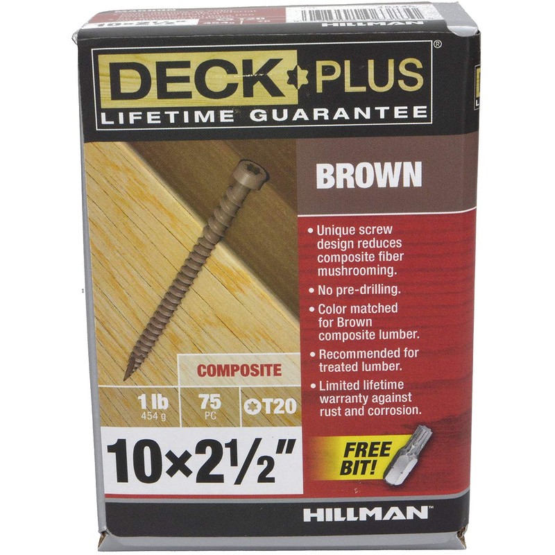 HILLMAN FASTENERS 48445 Deck Screws, Brown, 75 Piece