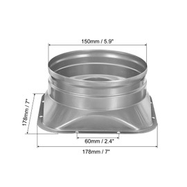 PATIKIL 6 Inch Duct Connector Flange, 2 Pack Metal Straight Pipe Flange Square to Round Interface Air Duct for Heating Cooling Ventilation HVAC System