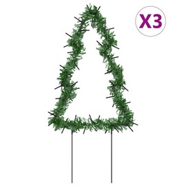 Heemab Christmas Light Decorations with Ground Spikes, 3 Pcs Tree Design with 50 LEDs, 11.8 Inches, Warm White