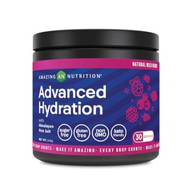 Amazing Nutrition Advanced Hydration, Electrolyte Powder 30 Servings | Packed with Essential Minerals | Sugar-Free | Keto Friendly | Non-GMO | Gluten-Free (Natural Wild Berry)