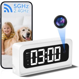 ILWUT- Smart Clock Camera,5G&2.4G WiFi Security Camera Indoor,Cameras Home Security, Nanny Cam with Alarm Local SD RecordingNetwork: Wi-Fi, Resolution: 3MP