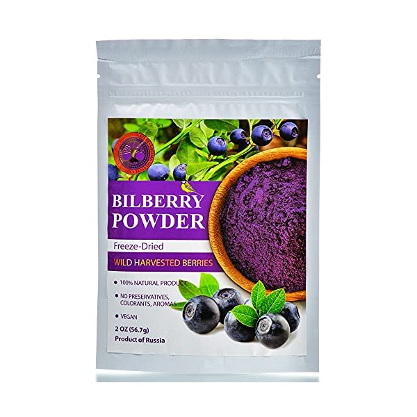 Wild Harvested Bilberry Freeze-Dried Powder – 2 Oz – Natural Bilberry Powder, No added sugar, No GMOs