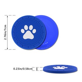 Piburth 4 Pack Car Cup Holder Coasters, Dog Paw Insert Car Cup Coaster, 2.75 Inch Anti Slip Shockproof Embedded Drink Mat, Vehicle Interior Decor Accessories (Blue)