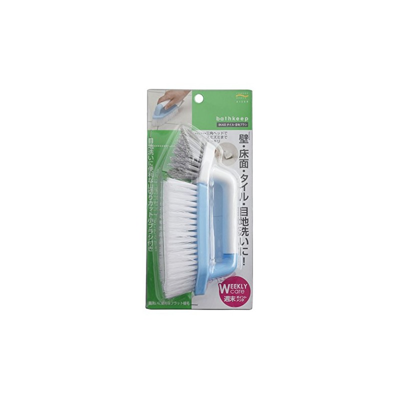 アイセン 掃除ブラシ ブルー・ホワイト 約縦5.5×横20×高さ9cm バスキープ 工業 風呂 タイル・目地ブラシ 小ブラシ付き BKA02