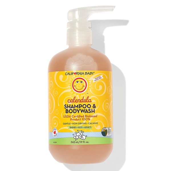 California Baby Calendula Shampoo and Body Wash | 100% Plant-Based (USDA Certified) | Allergy Friendly | Soothing Baby Soap and Toddler Shampoo for Dry, Sensitive Skin | 562 mL / 19 fl. oz. 