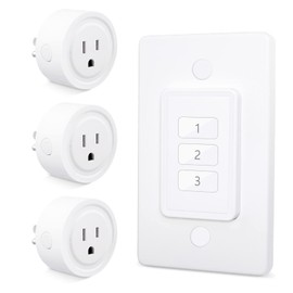 LoraTap 656ft Wireless Remote Control for Lamps and Household Appliances, No Hub Required, White (1 Remote + 3 Plugs)