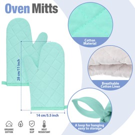 Zubebe 12 Pcs Oven Mitts and Pot Holders Multicolor Sets 6 Pair Heat Resistant Cotton Oven Gloves Extra Thicken Long Kitchen Gloves 6 Terry Cloth Pot Holders Oven Hot Pads for Cooking Baking Grilling