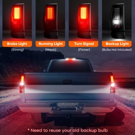 Tresound Tail Light + 3rd Third Brake Cargo Lamp for Dodge Ram 1500 1994-2001, Ram 2500 3500 1994-2002 High Mount Stop Light Rear LED Taillight Assembly Chrome Housing Red Lens