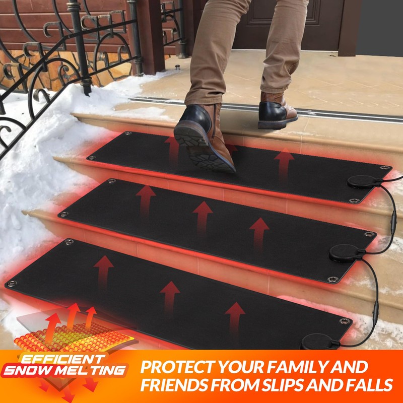 Walensee Snow Melting Mats for Stairs, 10" x 30" Graphene