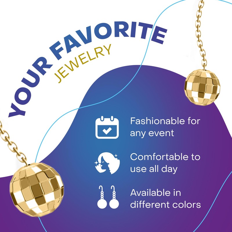 Rave Envy Disco Ball Earrings for Women - 70's Gold,