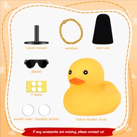 AILOVETECK - Patos de goma para coche, con tapón de pato, para salpicadero, decoración de coche, jeep, accesorios divertidos para salpicaderos, regalo, pato amarillo con sombrero de punto negro