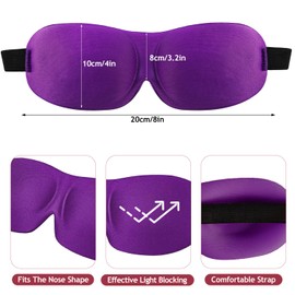 UHBYJM 6Pcs Sleep Mask for Side Sleeper,3D Eye Mask for Sleeping,Blackout Sleeping Mask with Adjustable Strap,Soft Comfort Night Blindfold,Eye Shade for Travel Yoga Nap(Black, Purple,Wine Red)