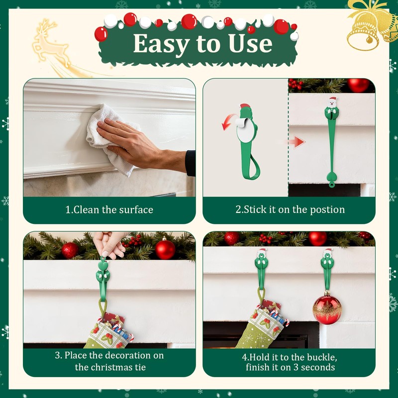 Silicone Christmas Garland Hanger Decorations for Mantle Hooks 12 Pcs